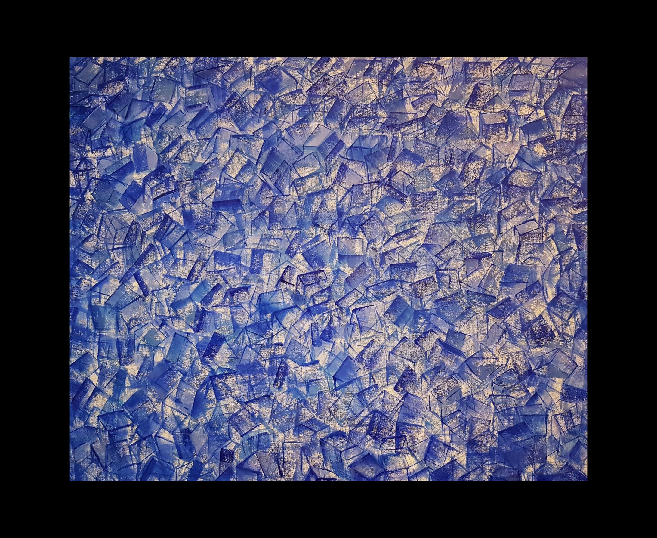 An abstraction of the numbers of shady blue ice cubes.
