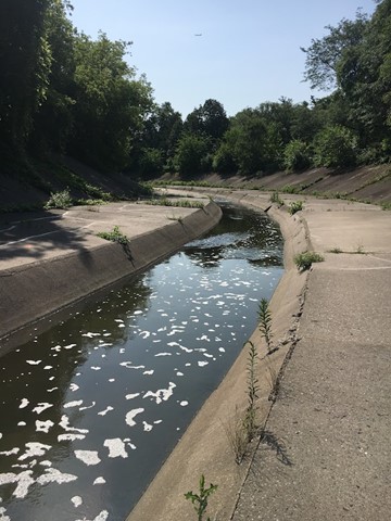 a river in Toronto surrounded by concrete